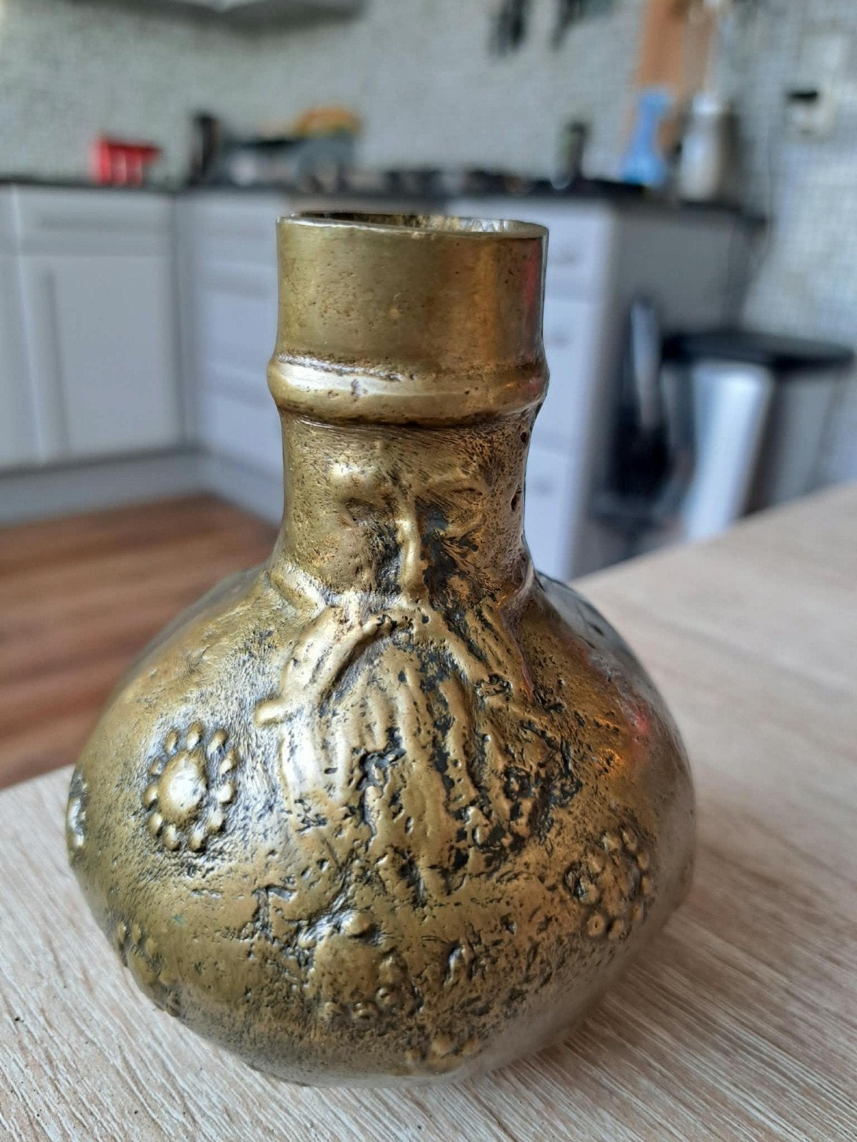 Antiek messing baardmankruik ca 1900 kannetje met oor, Ophalen, Koper