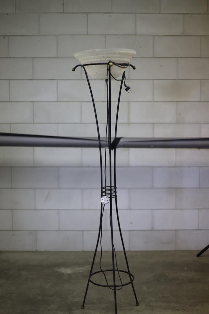 Elegante staande lamp met glazen schaal, Huis en Inrichting, Lampen | Vloerlampen, Ophalen, Gebruikt, Glas, 150 tot 200 cm