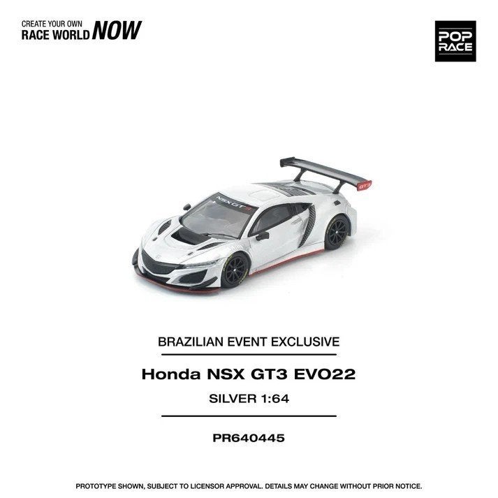 Honda NSX GT3 Evo22 grijs 1:64 Pop Race Pop177, Hobby en Vrije tijd, Verzenden, Nieuw, Auto