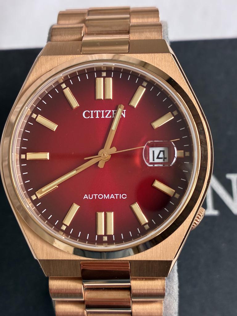 Citizen Tsuyosa zwart en rose/bordeaux, Sieraden, Tassen en Uiterlijk, Horloges | Heren, Staal, Staal, Verzenden, Zo goed als nieuw