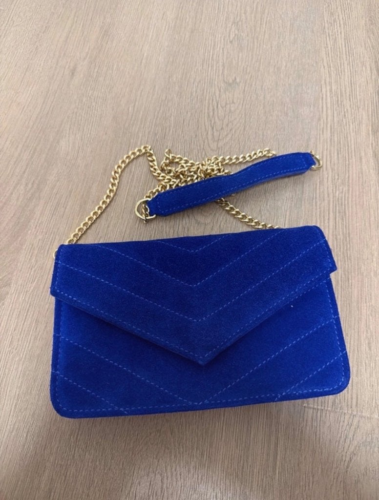 Koningsblauwe Teatro Italian Leather schoudertas, Overige merken, Blauw, Nieuw, Ophalen of Verzenden