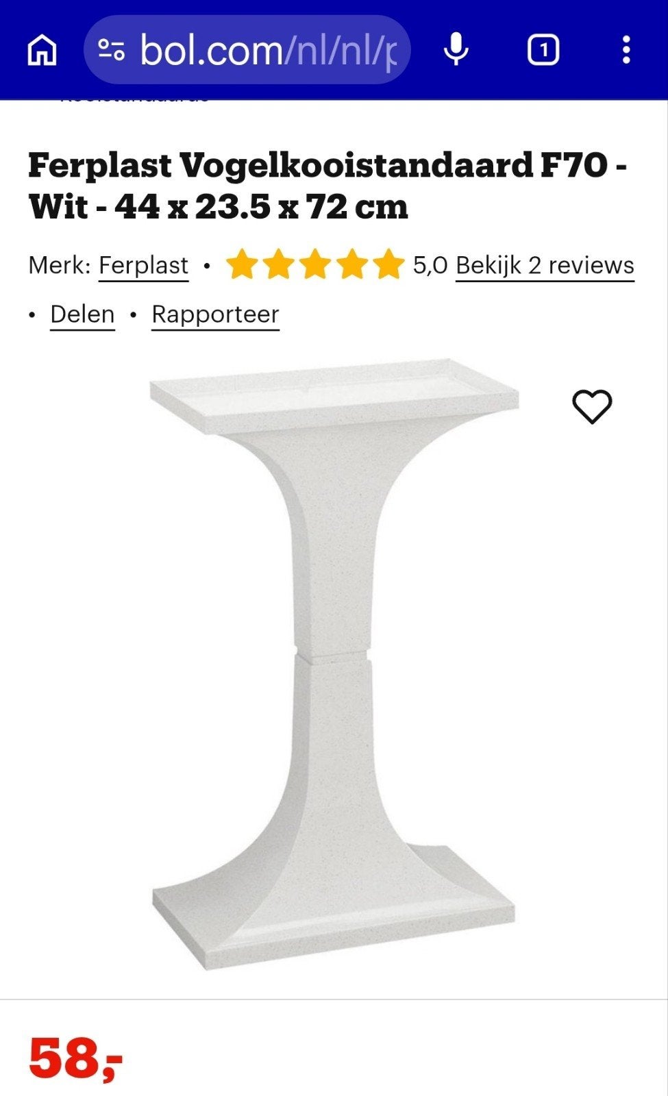 Te koop Ferplast standaard voor vogelkooi gebruikt, Dieren en Toebehoren, Vogels | Hokken en Kooien, Ophalen, Gebruikt, Vogelkooi