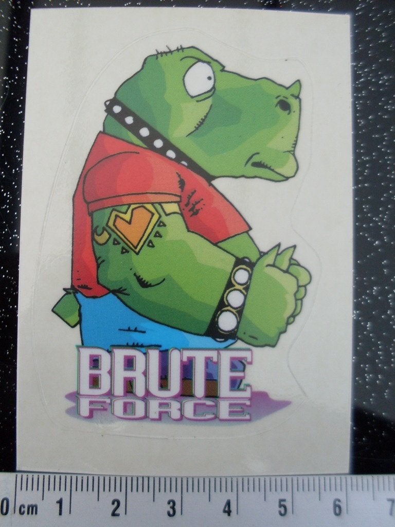 panini sticker brute force bruut geweld hond achtig humor, Verzenden, Zo goed als nieuw, Strip of Tekenfilm