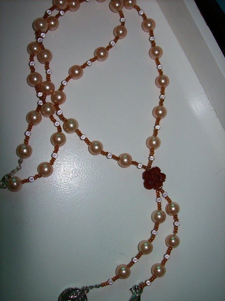 Ketting Fraai Zalmkleur Zilvertint Steen Parel kralen Hanger, Sieraden, Tassen en Uiterlijk, Kettingen, Overige kleuren, Verzenden
