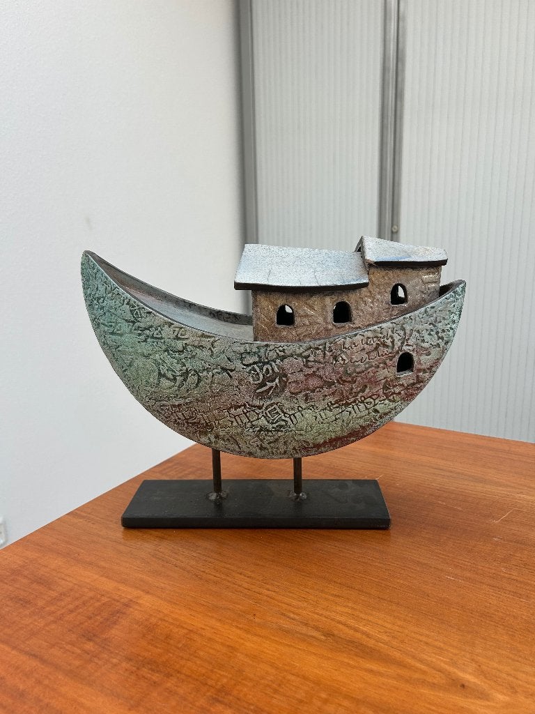 Keramiek boot decoratie, Antiek en Kunst, Ophalen, Beeld, Grijs, Steen/keramiek