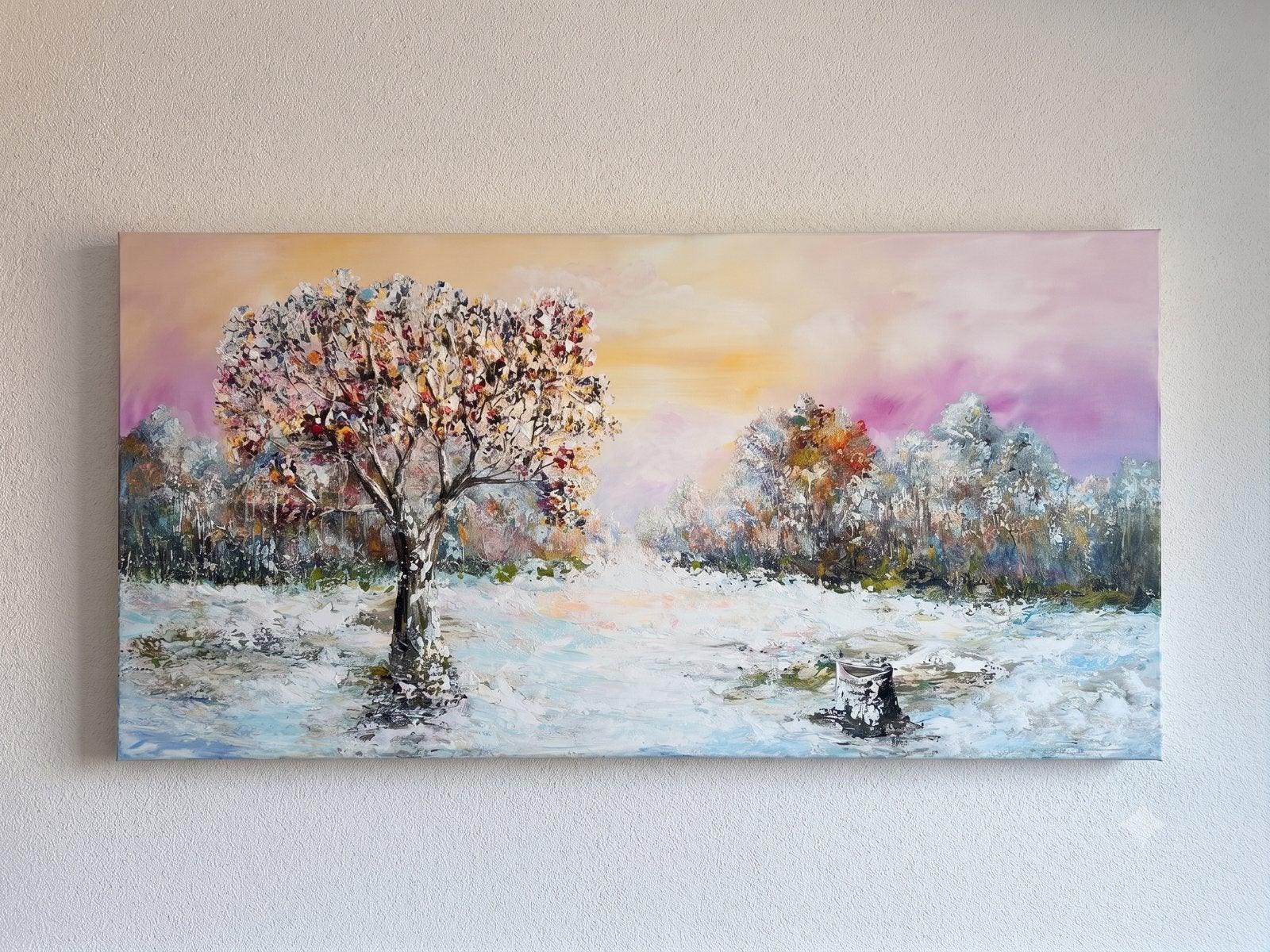 Prachtig origineel 3D-schilderij van Gena (140 x 70 cm), Textiel, Landschap, Ophalen, Gesigneerd