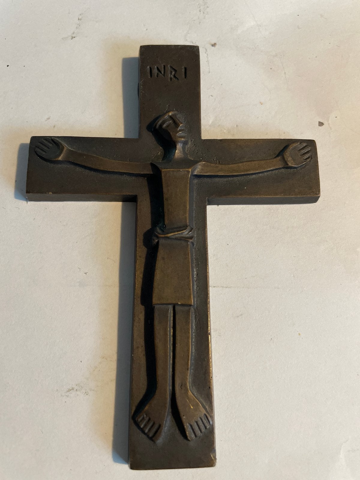 Vintage Bronzen Kruisbeeld met Christusfiguur, Antiek en Kunst, Antiek | Religie, Ophalen of Verzenden
