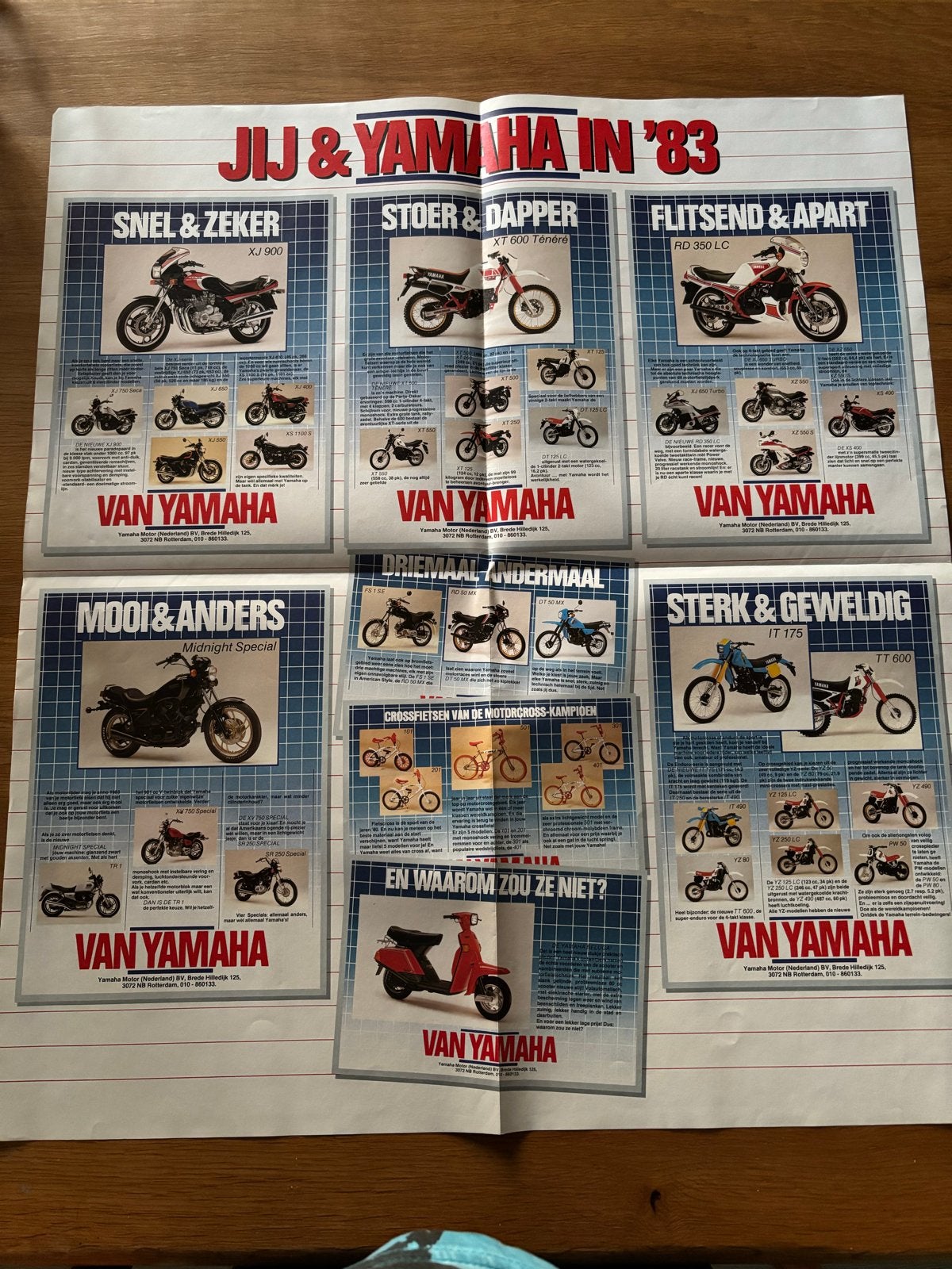 Yamaha RD 350 XT YZ PW FS1 DT poster folder brochure ZELDZAA, Ophalen of Verzenden, Yamaha