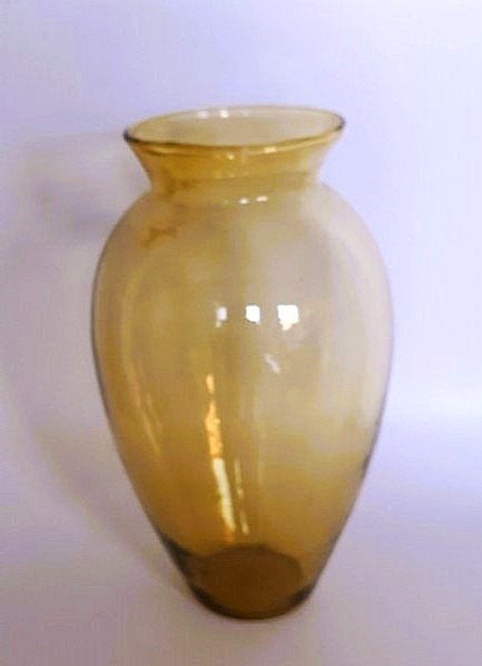 Prachtige Vintage Amberkleurige glazen vaas – Mondgeblazen, Huis en Inrichting, Ophalen, Zo goed als nieuw, Overige kleuren, Glas