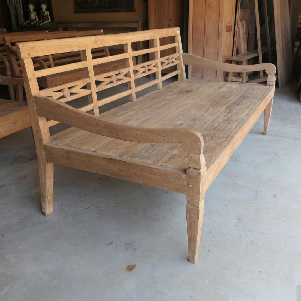Diepe teak bank RQ27 Lounge stationsbank hout dagbed Bali, Ophalen of Verzenden