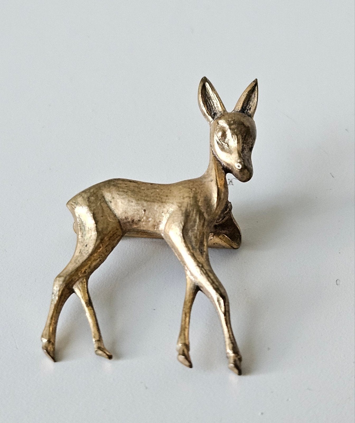 Vintage Herten broche, Mid-Century, Verguld, Overige materialen, Gebruikt, Minder dan 4 cm, Ophalen of Verzenden
