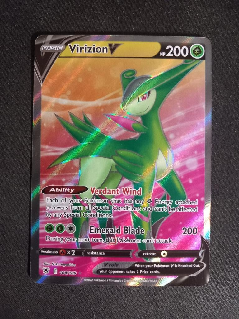 Virizion V 164/189 Astral Radiance Full Art Light Played, Verzenden, Gebruikt, Losse kaart, Foil