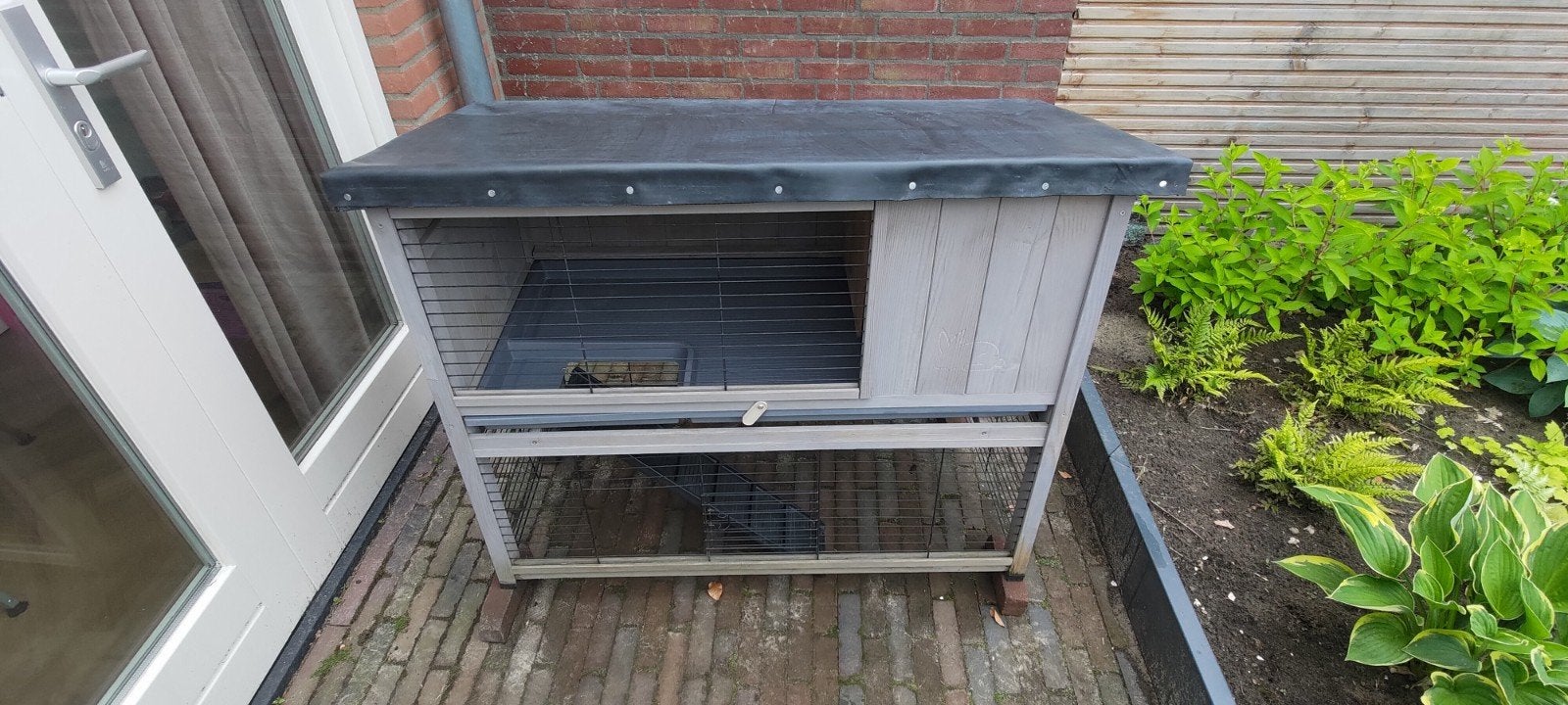 Konijnenhok met nieuw dak, Ophalen, 110 cm of meer, 60 tot 90 cm, Zo goed als nieuw