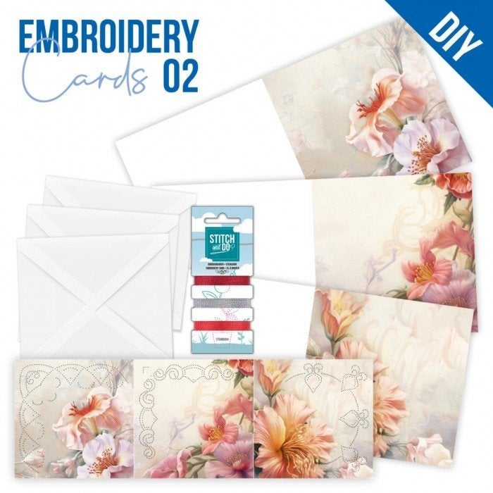 Embroidery Cards 02 Red Flowers STDOPP002, ., Overige typen, Nieuw, Ophalen of Verzenden