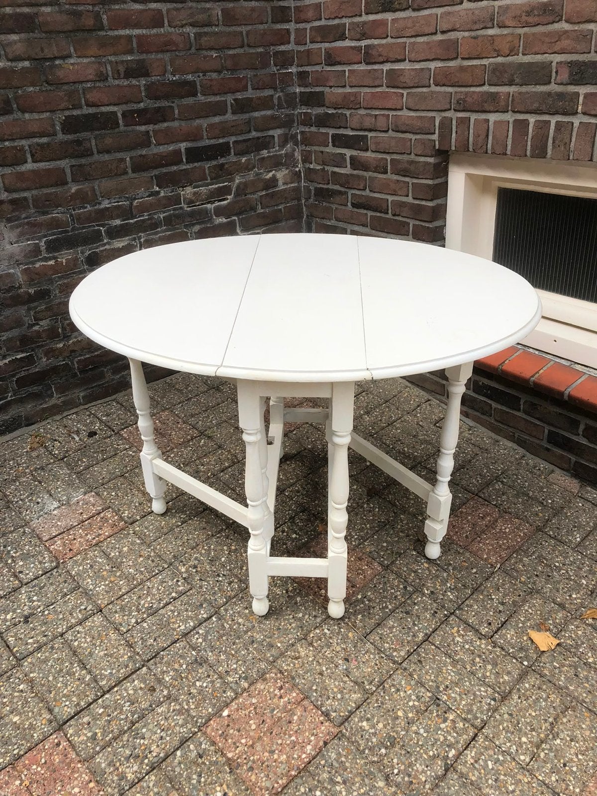 Witte ovale klaptafel, Ophalen, Gebruikt, 100 tot 150 cm, 50 tot 100 cm