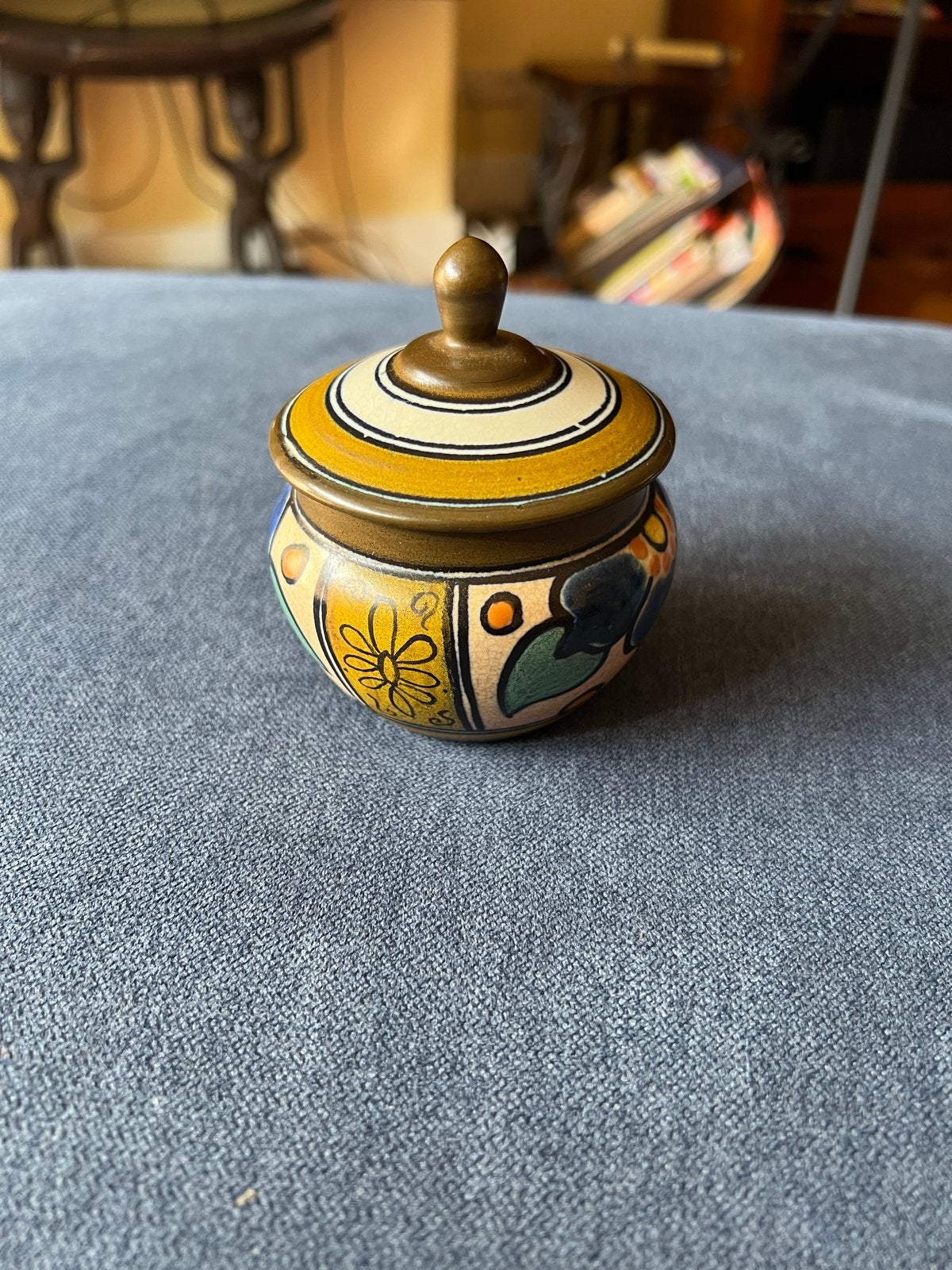 Antieke Goudse Aardewerk Pot met Deksel - Bloemmotief, Antiek en Kunst, Ophalen of Verzenden