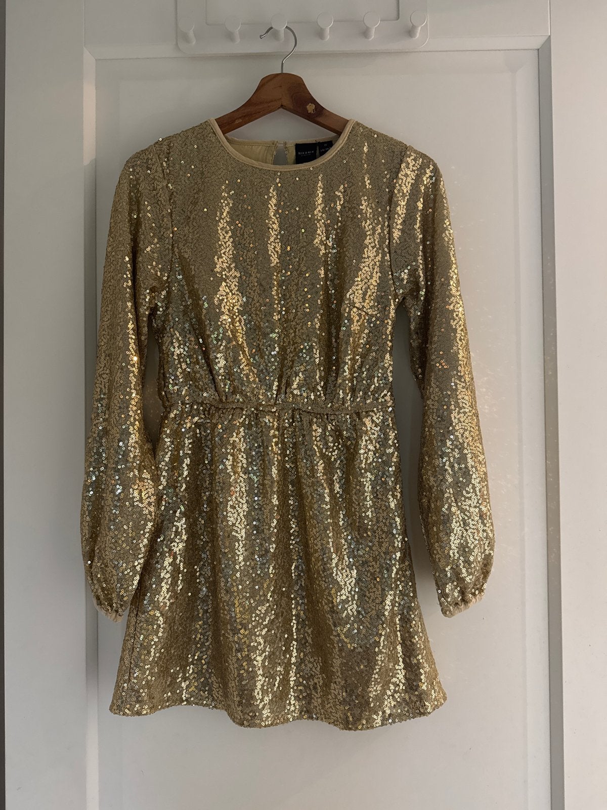 Gouden pailletten feestjurk van NIK&NIK, Ophalen of Verzenden, Zo goed als nieuw, Meisje, Jurk of Rok