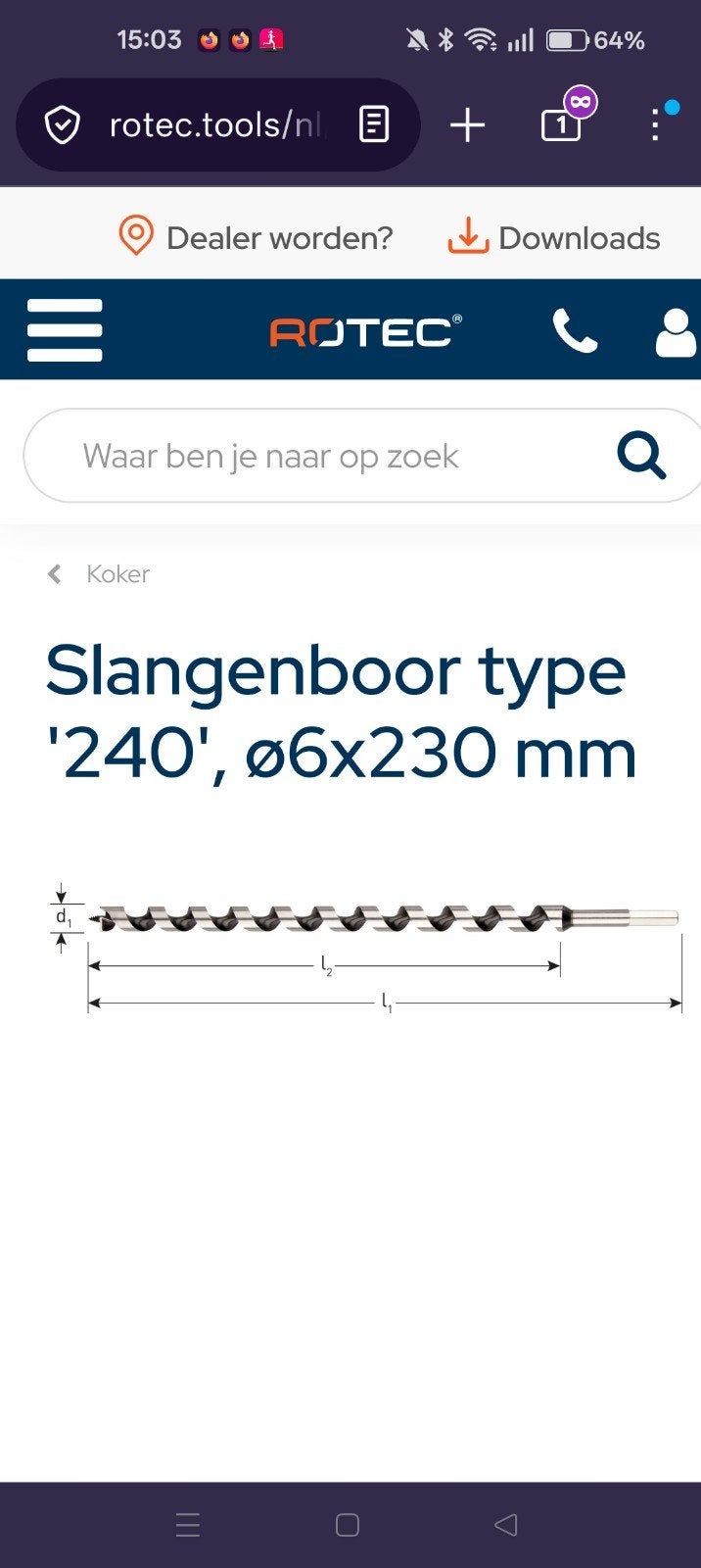 Slangenboor type '240', diverse diameters, Ophalen of Verzenden, Nieuw, Overige typen