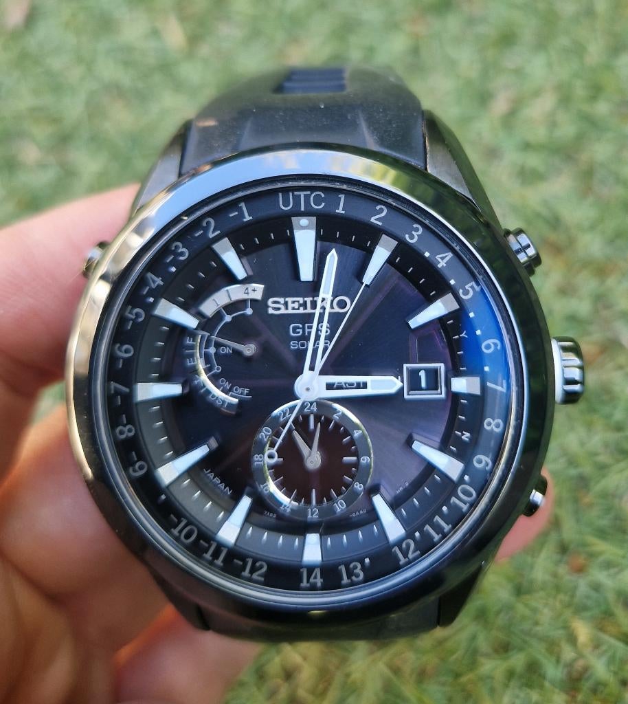 Seiko Astron Solar GPS SBXA011 heren horloge met saffierglas, Seiko, Gebruikt, Staal, Polshorloge