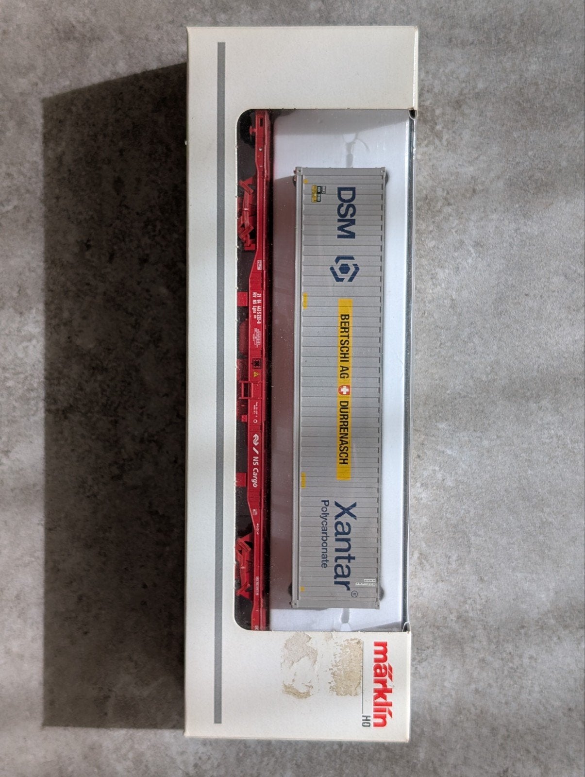 Märklin H0 Containerwagon 47701 met DSM Xantar container, Ophalen of Verzenden