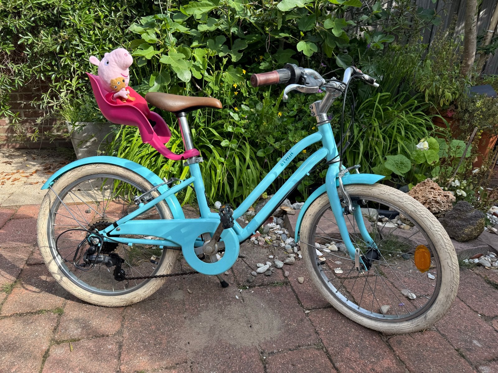 Heel mooi B'TWIN Elops 500 Kinderfiets 6-9 jaar - Lichtblauw, Ophalen of Verzenden, Zo goed als nieuw, Velgrem, 20 inch of meer