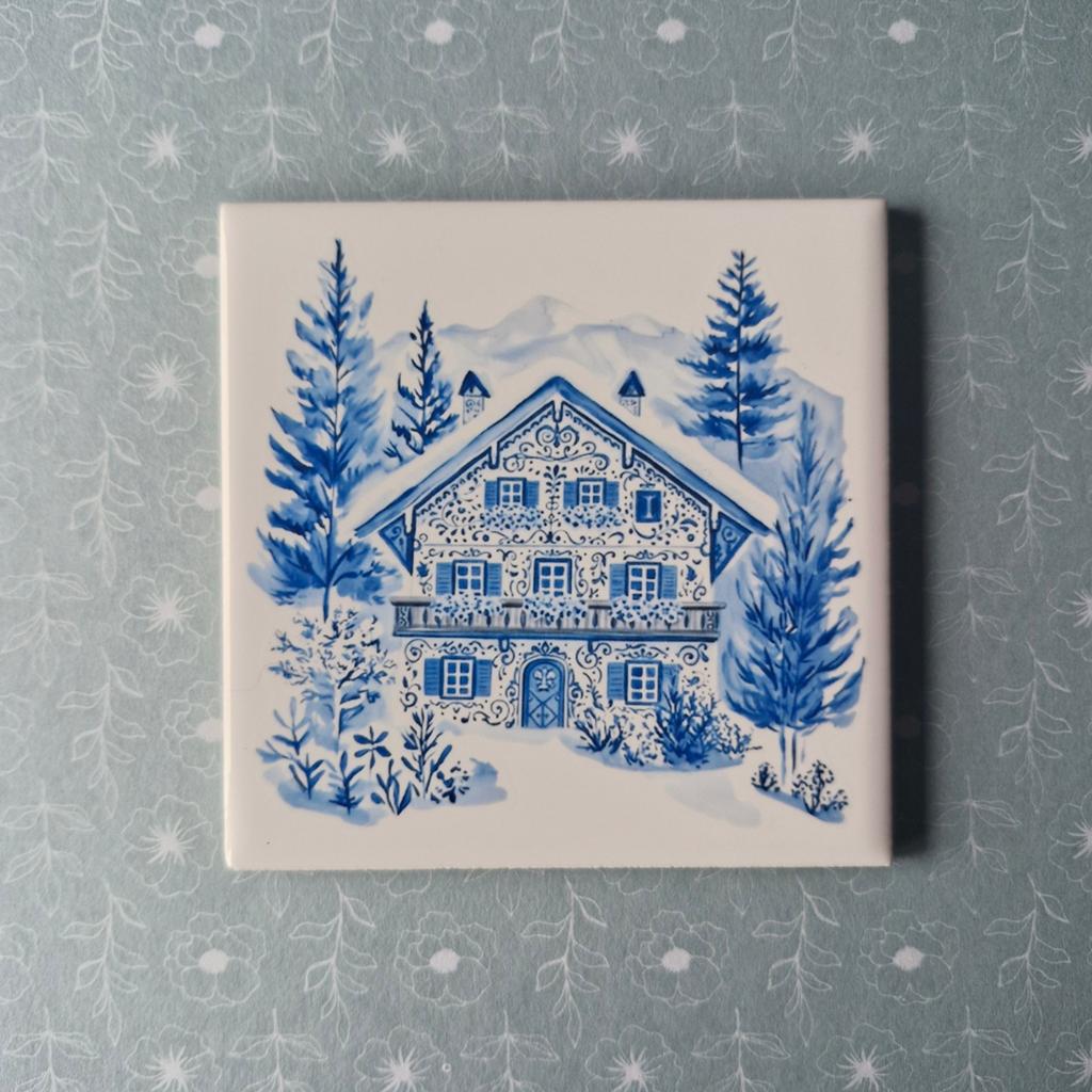 Delfts blauwe decoratie tegel incl houder/haakje, Ophalen of Verzenden