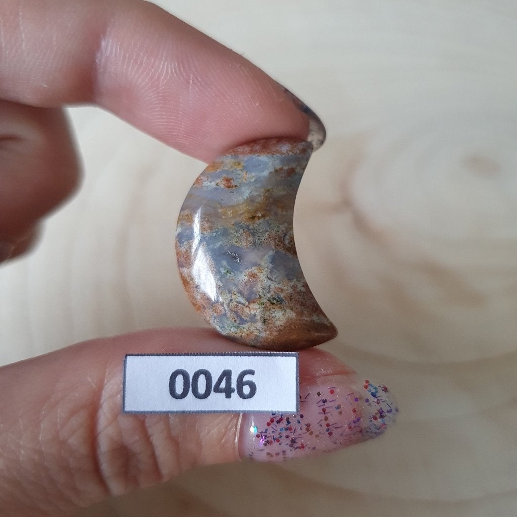 Edelsteen, Oceaan Jaspis maan 2x3 cm, NR 46, Cadeau,, D, Nieuw, Ophalen of Verzenden, D