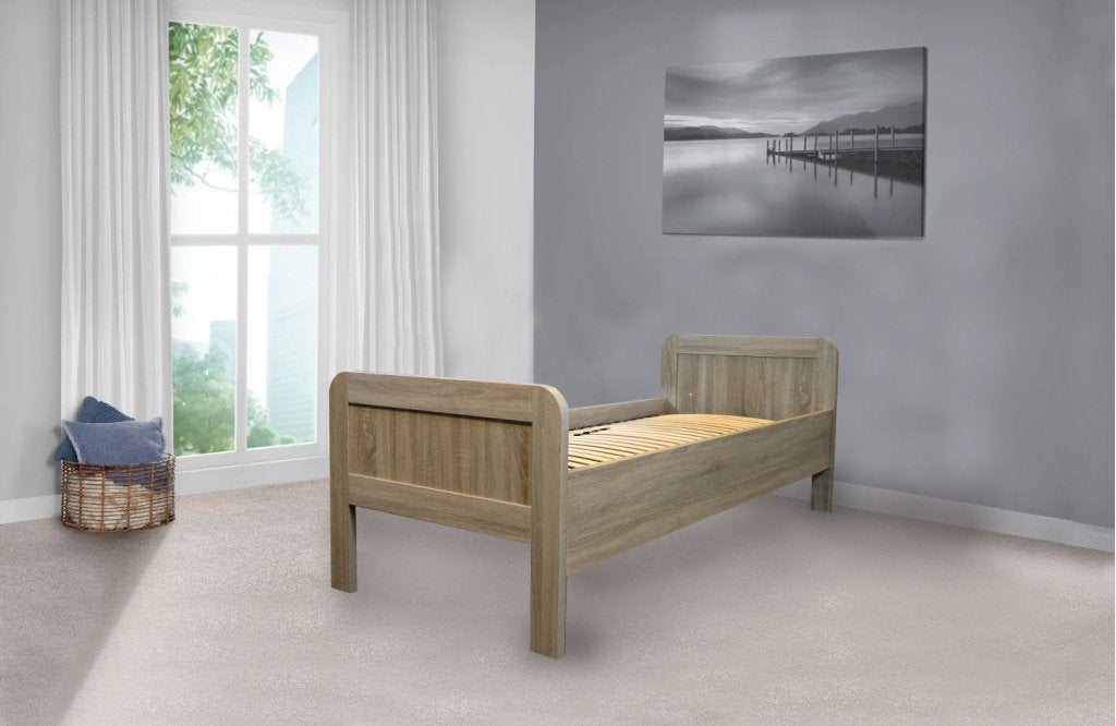 Actie 1 - Seniorenbed met vlakke bodem en matras - Blank eik, Niet ingevuld, Niet ingevuld, Niet ingevuld