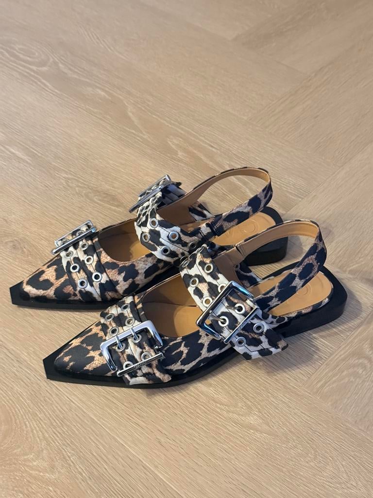 GANNI Leopard Ballerina Flats with Buckle – Size 40 – NEW, Bruin, Ganni, Nieuw, Ballerina's