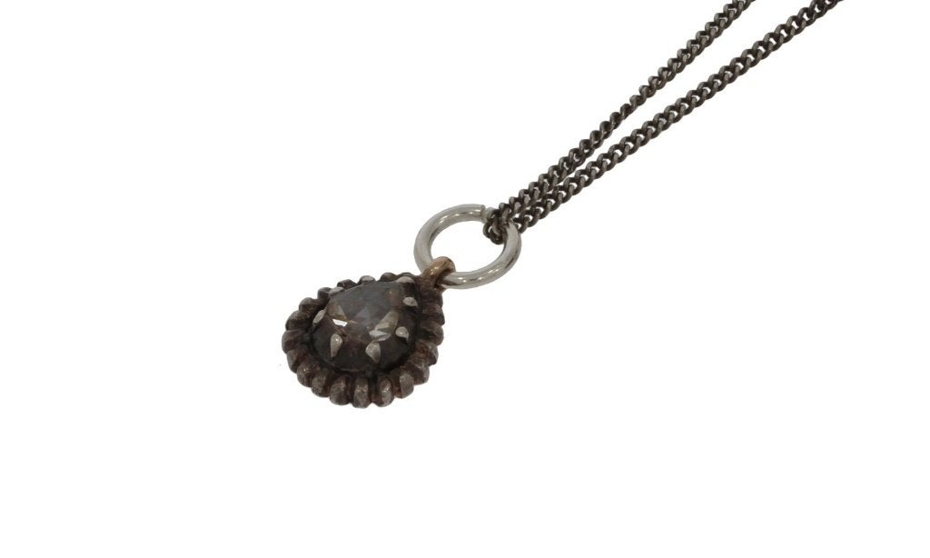 Diamant antieke ketting hanger goud 1900 victoriaans zilver, Ophalen of Verzenden, Goud, Ketting, Met edelsteen