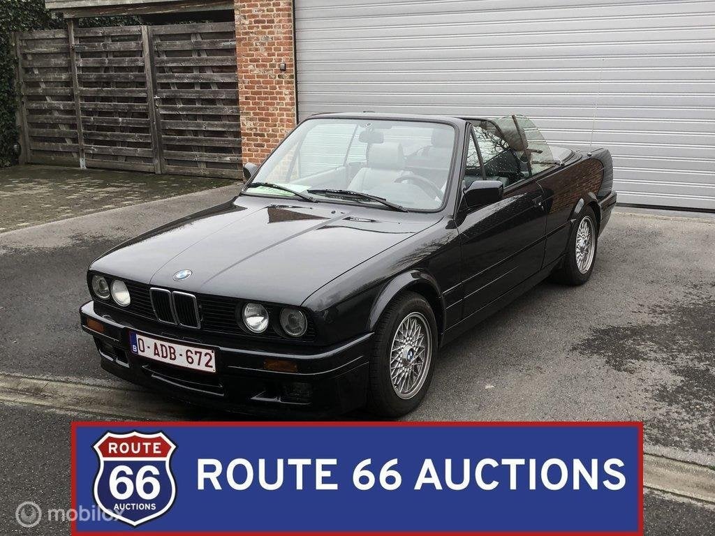 BMW 325i Cabriolet E30 | 1992 | Route 66 Auctions, Overige carrosserieën, Zwart, Bedrijf, Handgeschakeld