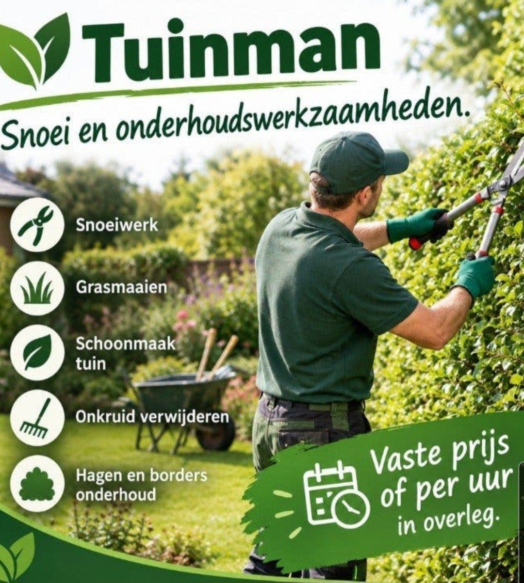 Tuinman aangeboden, Tuin en Terras, Ophalen of Verzenden