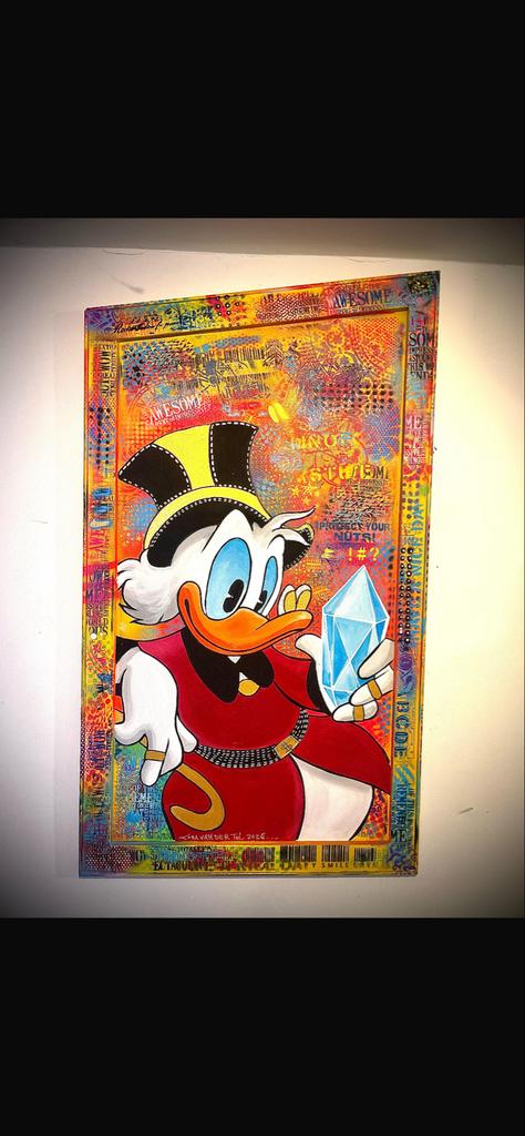 Dagobert Duck op hout - Super tof schilderij, Ophalen