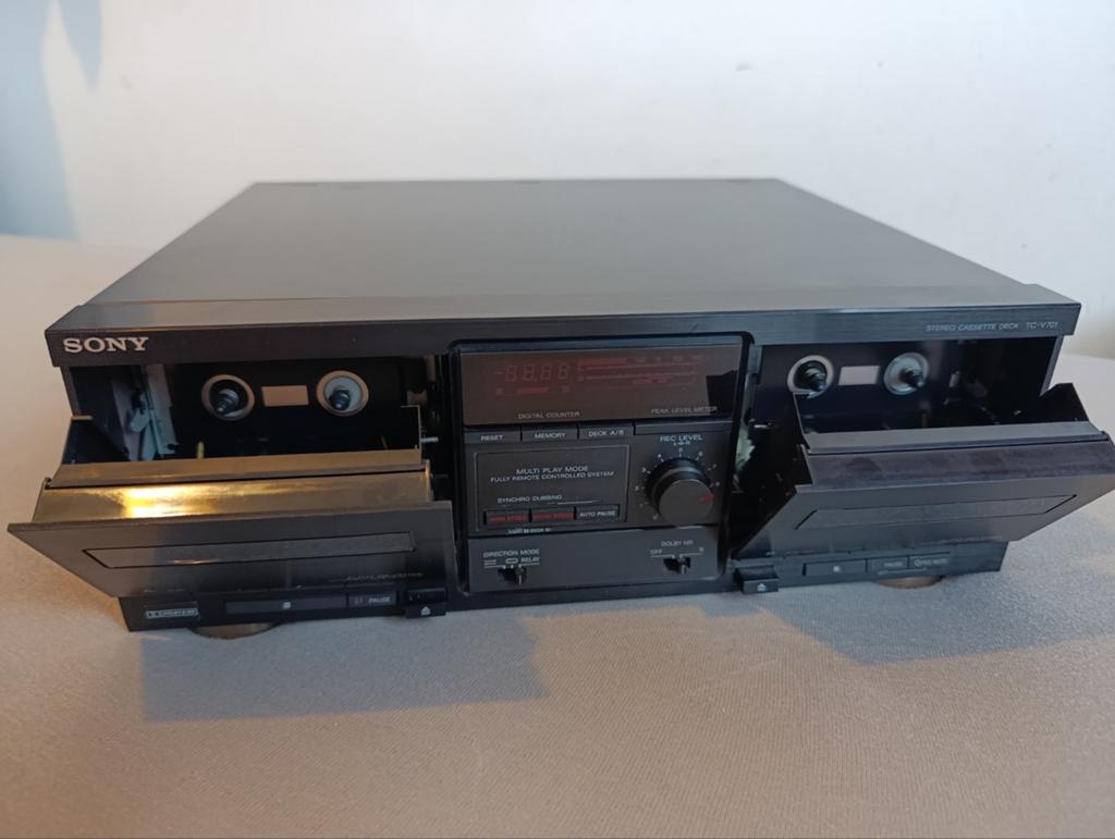 Sony TC-V701 Dubbel Cassettedeck met Auto-Reverse, Ophalen of Verzenden, Dubbel, Sony, Tiptoetsen