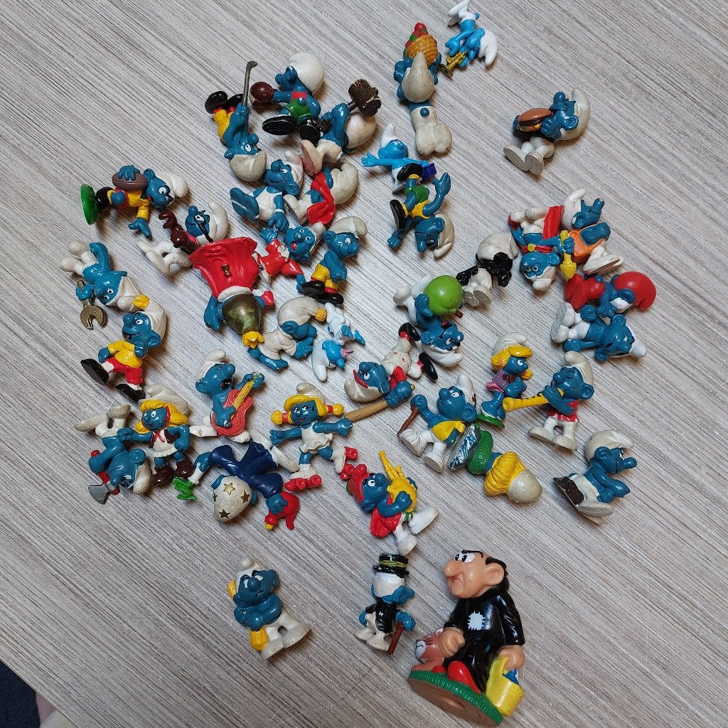 Partij oude smurfen, Ophalen, Gebruikt, Verschillende Smurfen, Poppetje, Figuurtje of Knuffel