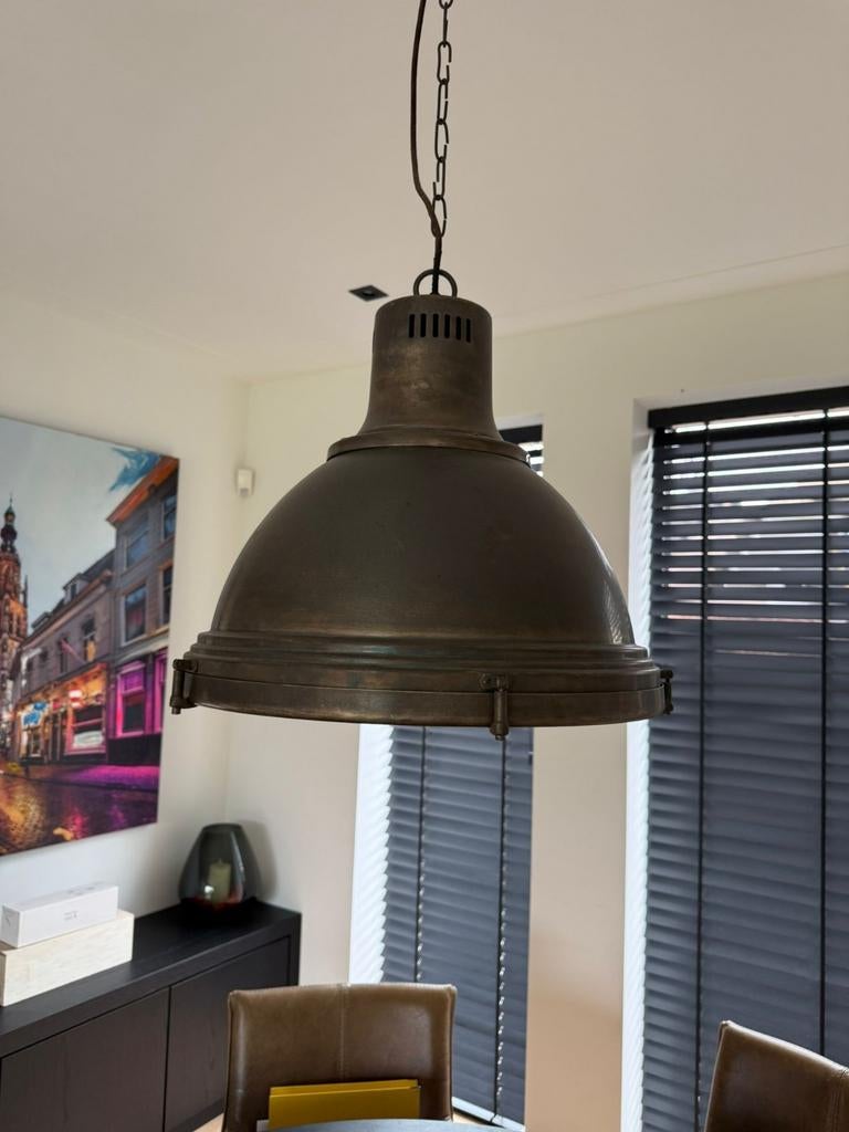 Twee Industriële Hanglampen van het Looiershuis, Ophalen of Verzenden, Zo goed als nieuw, Metaal, Minder dan 50 cm