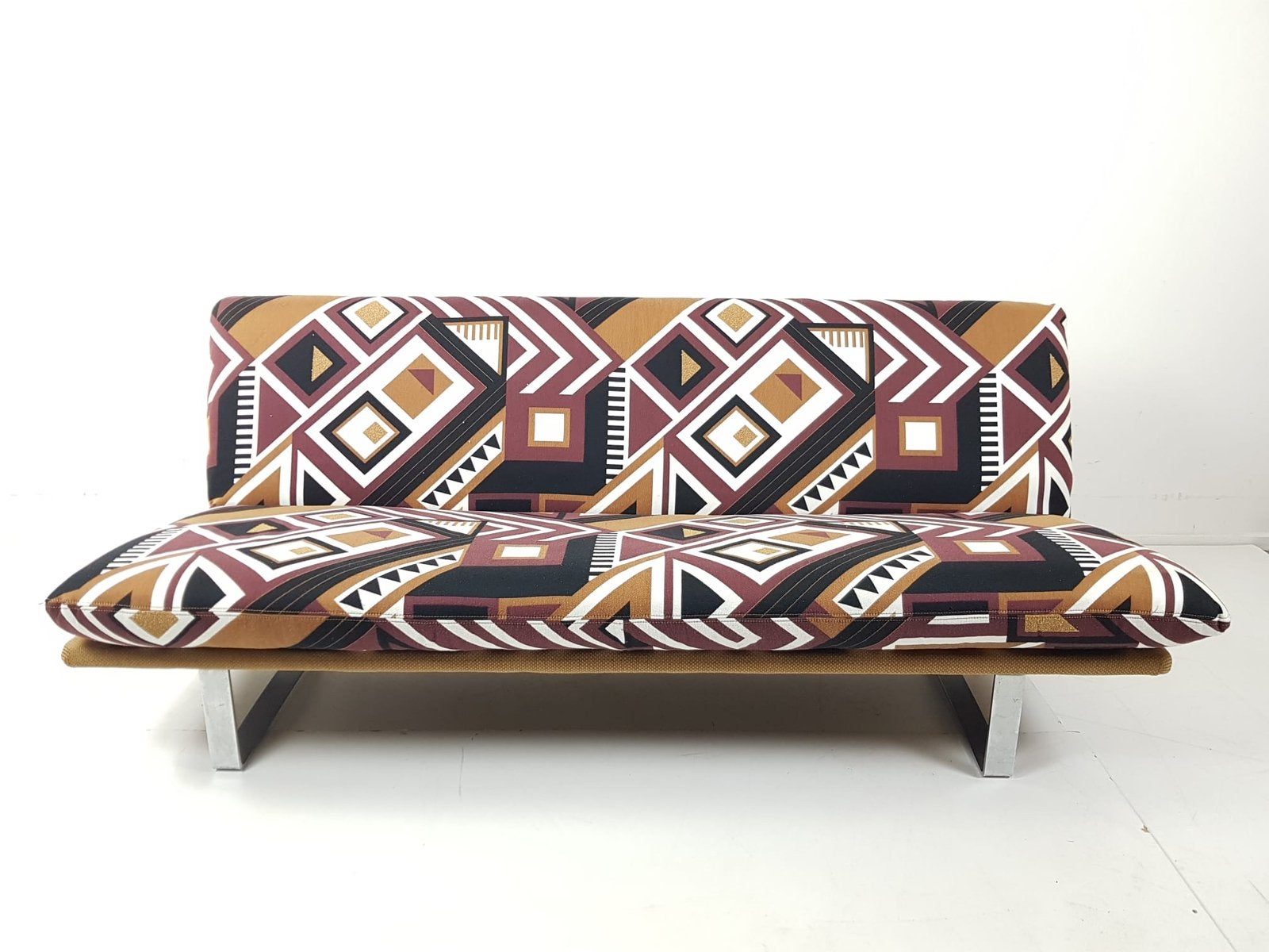 Vintage Artifort Kho Liang bank driezits oker grafisch, Huis en Inrichting, Ophalen of Verzenden, Zo goed als nieuw, 75 tot 100 cm