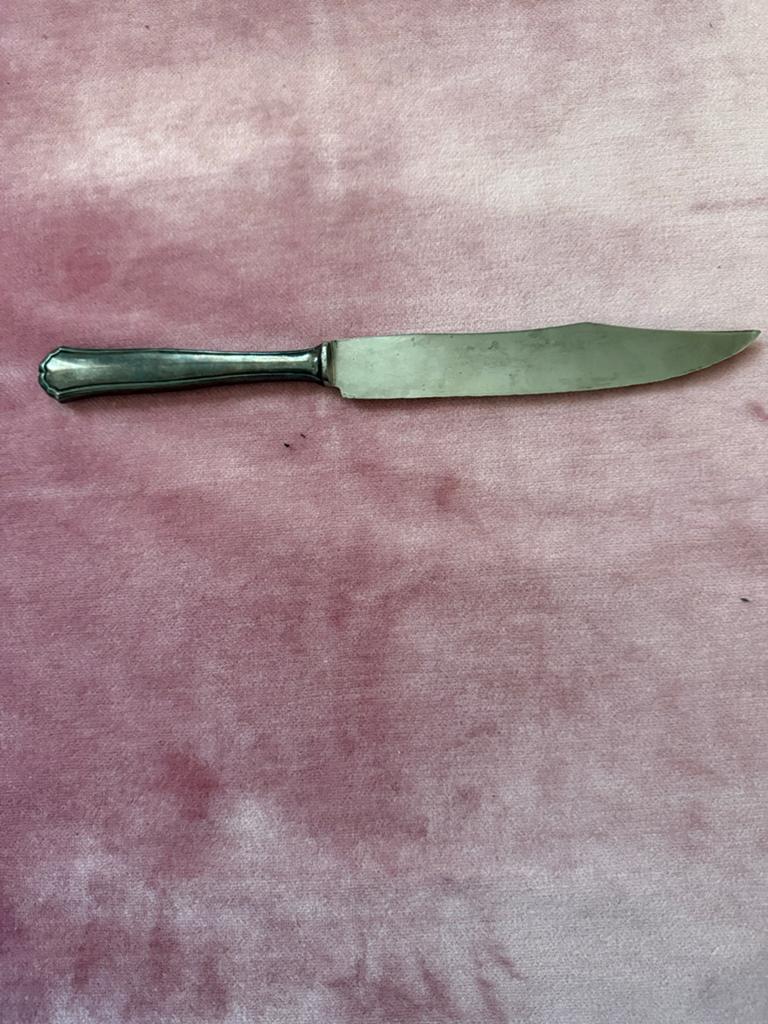 Antiek zilveren mes AWS 800 34 cm, Antiek en Kunst, Antiek | Bestek, Ophalen of Verzenden