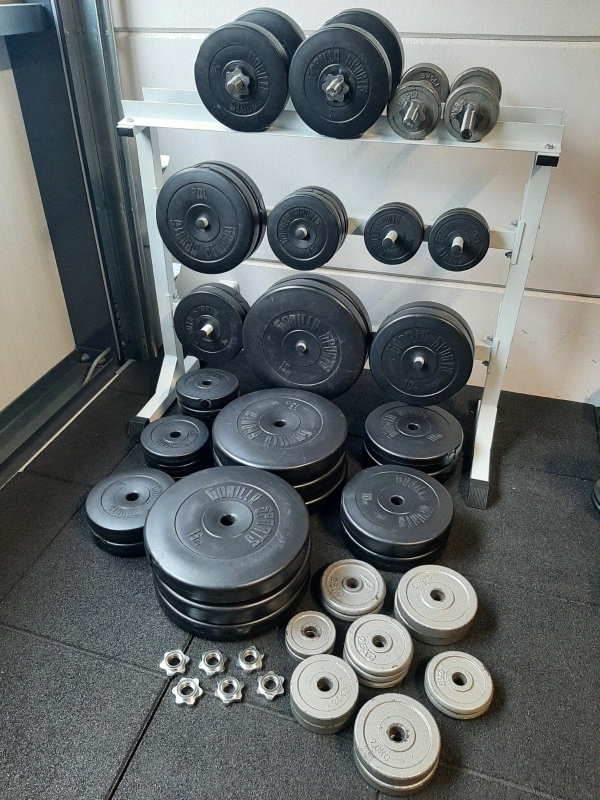 Fitness complete homegym | benchpress, squatrek, halter..., Ophalen, Zo goed als nieuw, Krachtstation