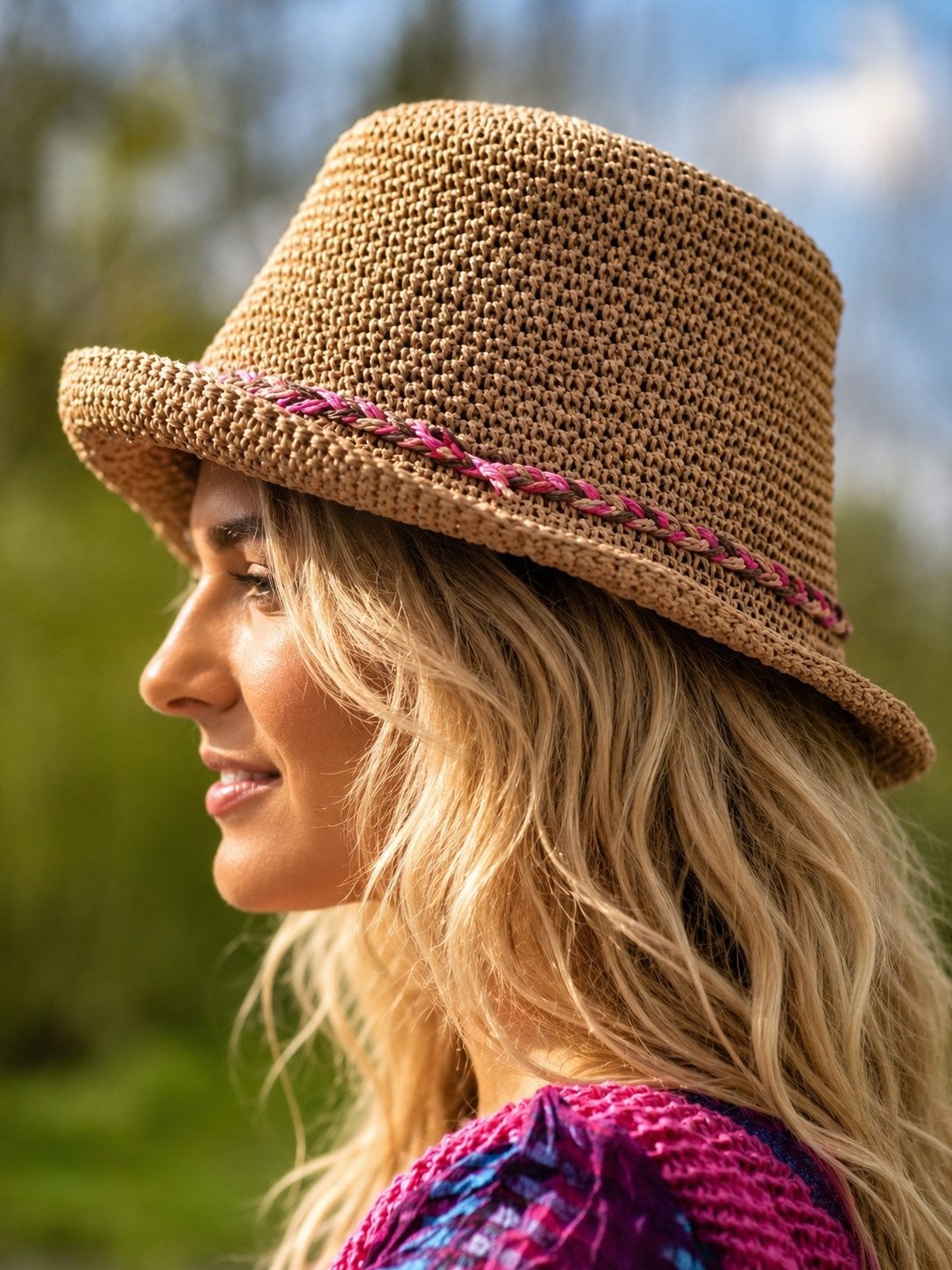 Handgemaakte Style Kybele crochet zomerhoed – uniek- 60 cm, Ophalen of Verzenden, Nieuw, One size fits all, Hoed