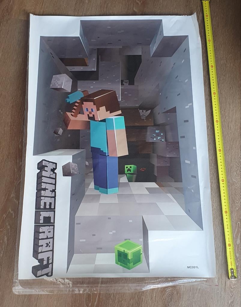Minecraft Muursticker - Steve in de Mijn, Ophalen of Verzenden, Nieuw