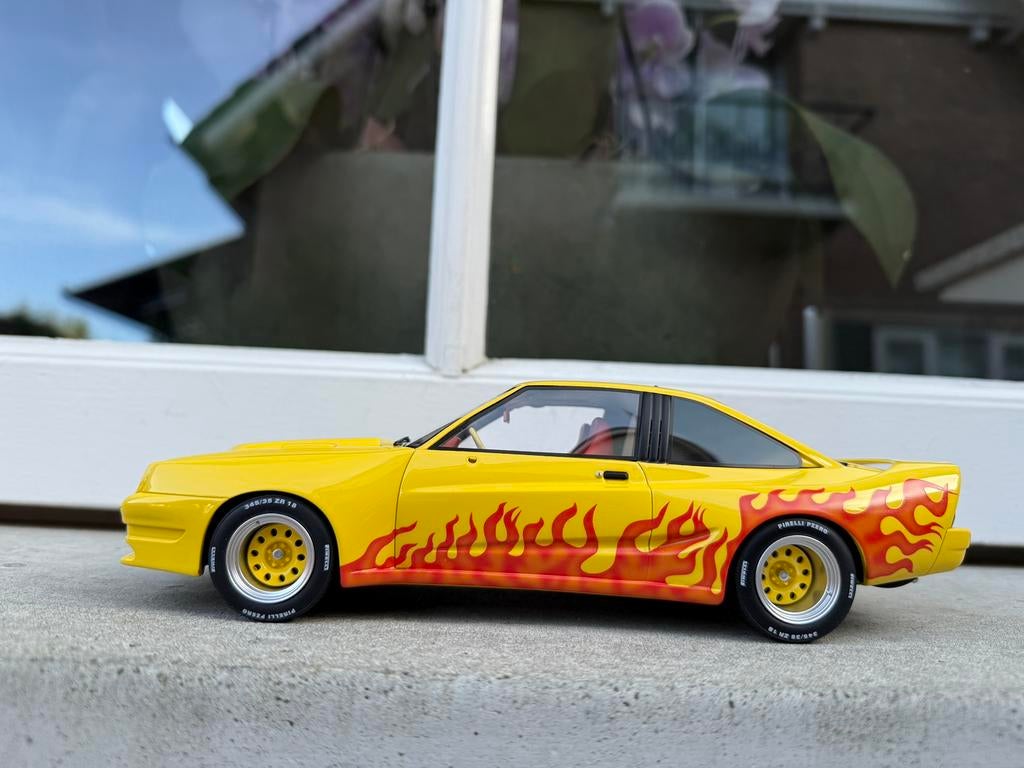 1:18 Opel Manta B Mattig geel 1991 BOS Models BOS362, Overige merken, Info@modelcarworld.com, Auto, Ophalen of Verzenden