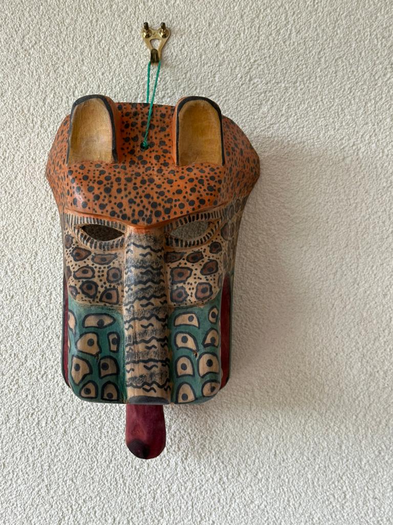 Handgesneden houten masker uit Guatemala, Antiek en Kunst, Ophalen of Verzenden
