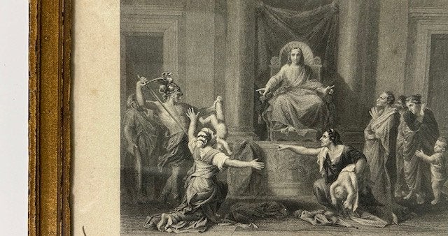 Franse antieke vergulde lijst met chalcographie, Ophalen of Verzenden