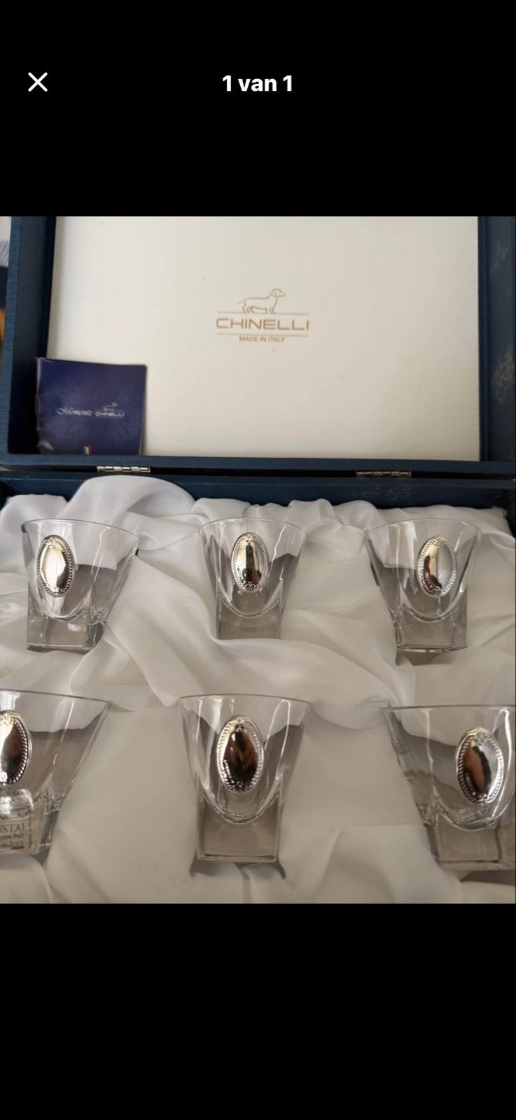 Chinelli Borrelglazen Zilveren - Set van 6, Huis en Inrichting, Glas, Zilver, Ophalen of Verzenden, Zo goed als nieuw