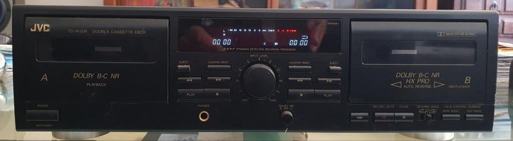 Vintage JVC TD-208 Dubbel cassette deck. BJ 1993, Audio, Tv en Foto, Cassettedecks, Ophalen of Verzenden, Dubbel, JVC, Tiptoetsen