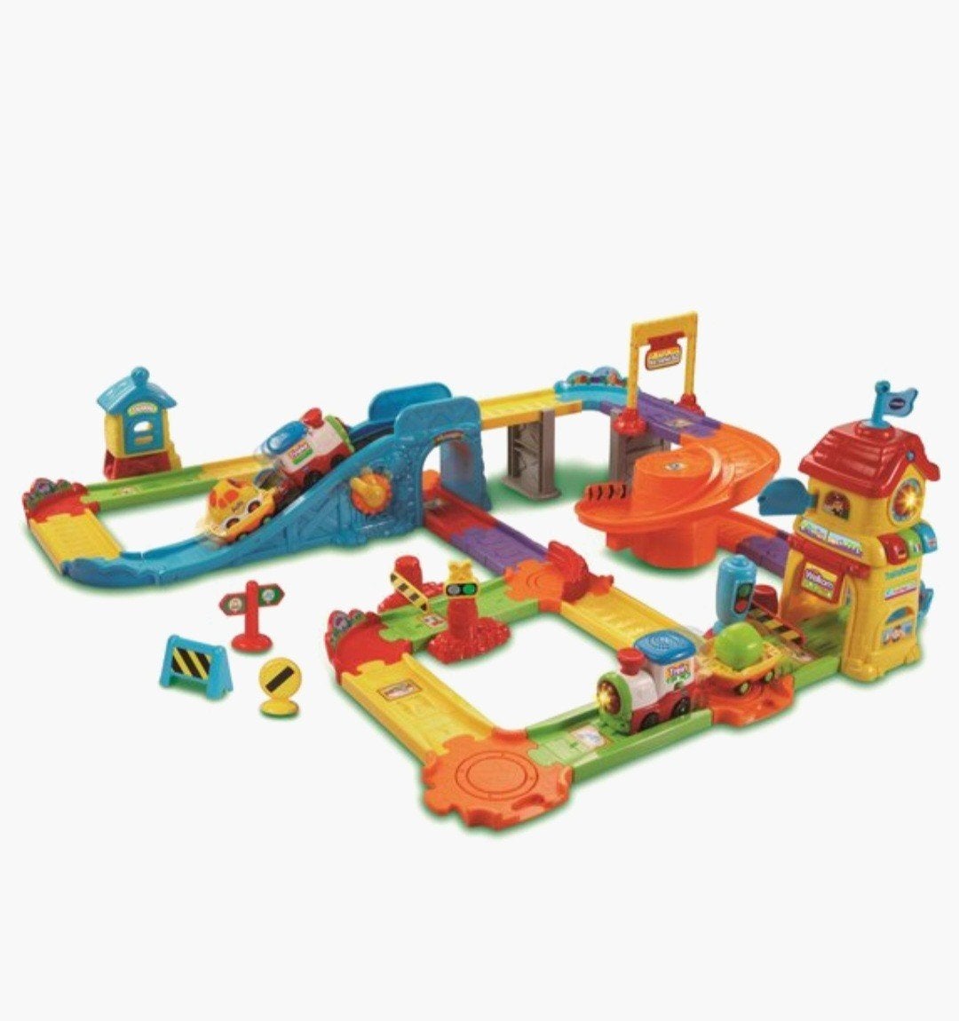 VTech speelgoedpakket – treinbaan, racebaan en vliegtuig + e, Kinderen en Baby's, Speelgoed | Vtech, Ophalen, Gebruikt