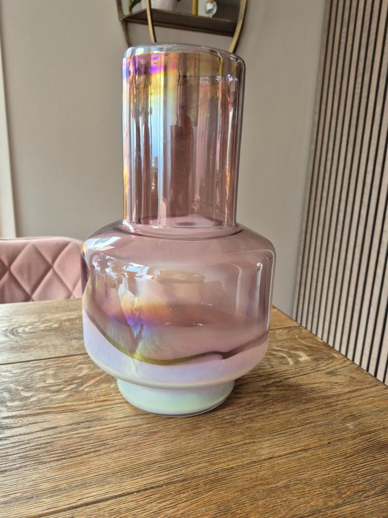 Colmore Vaas 20x20x34 cm roze parelmoer geolied, Ophalen of Verzenden