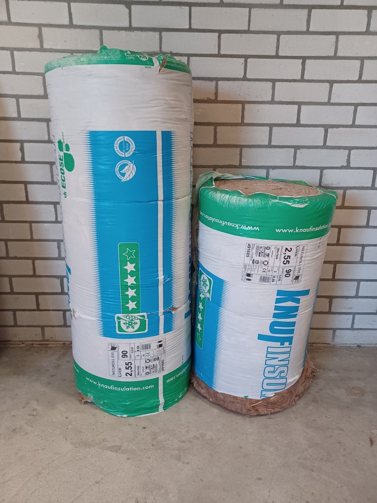 Knauf Naturoll 035 Glaswol Isolatie (2 rollen), Doe-het-zelf en Verbouw, Isolatie en Afdichting, Ophalen, 12 cm of meer, Nieuw