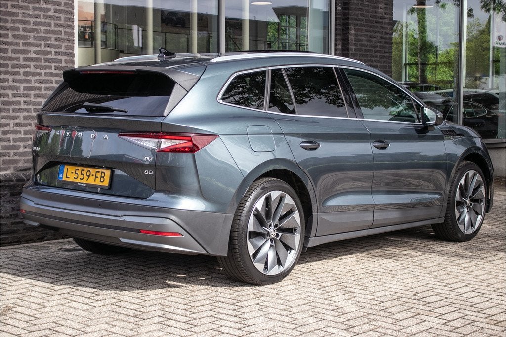 Skoda Enyaq iV 80 | SoH Accu 94% | Panoramadak | 21" LM velg, Achterwielaandrijving, Gebruikt, 179 pk, Leder en Stof